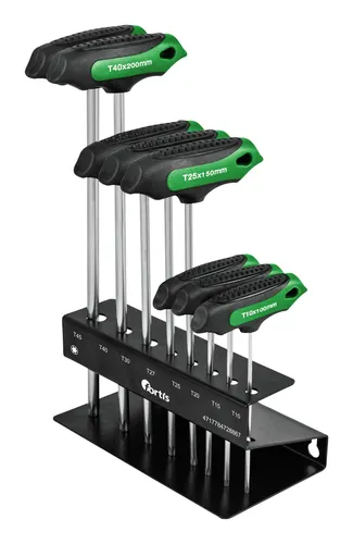 T-Griff-Schraubendreher-Satz TX9-T40 - Praktischer T-Griff-Schraubendreher-Satz TX9-T40, ideal für präzises Arbeiten und schwer zugängliche Stellen, perfekt für Heimwerker und Profis.