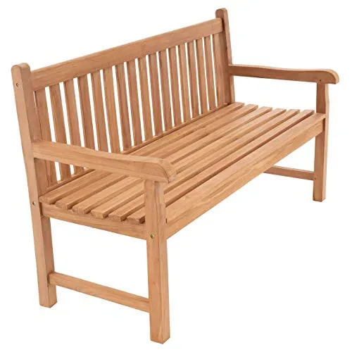Divero 3-Sitzer Gartenbank Abruzzo aus Teak-Holz, behandelt – Farbe: Braun