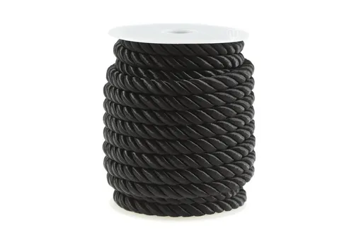 maDDma Seil 10m Kordelschnur glänzend gedreht ca. 8-10 mm, schwarz