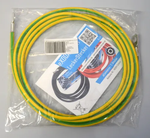 eXODA Erdungskabel 3m 16mm² grün/gelb mit M8/M10 Kabelschuhen - Hochwertiges Erdungskabel in grün/gelb, 3m lang, mit robusten Kabelschuhen für eine sichere Verbindung. Ideal für den professionellen Einsatz in elektrischen Anlagen.