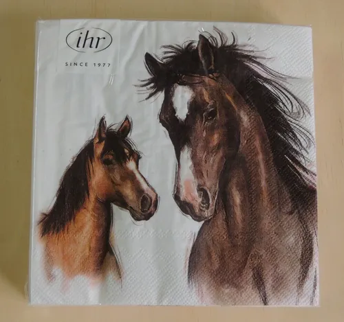 Servietten Amy and Lucy Pferde braun Fohlen Stute 1 Packung OVP Tiere 1/4 ihr 20