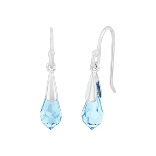 Amor Ohrhänger 925 Sterling Silber Damen Ohrschmuck, mit Preciosa, 2,8 cm, Blau, Kommt in Schmuck Geschenk Box, 9526567