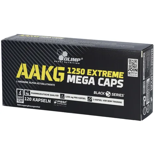 Olimp AAKG 1250 Extreme Mega Caps - Arginin für Muskelaufbau - Protein Shakes & Muskelaufbau, Zuckerfreie Kapseln für effektiven Muskelzuwachs, ideal vor dem Training.