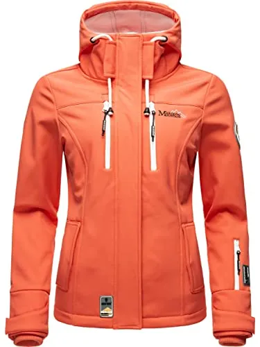 MARIKOO Damen Softshelljacke Übergangsjacke mit Kapuze Kleinezicke Coral Gr. L