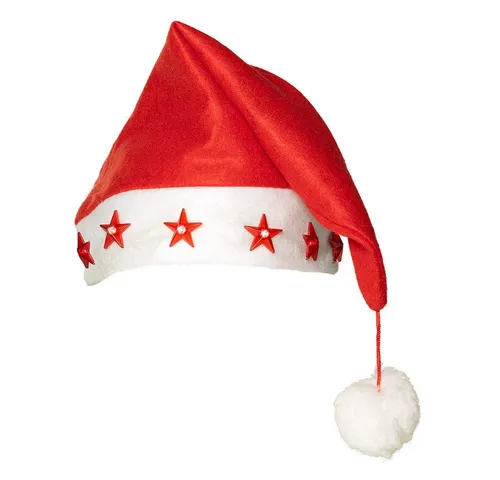 Boland Kostüm Nikolausmütze mit blinkenden Sternen, Rot