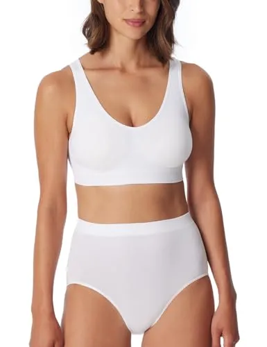 Schiesser Damen Bustier Classic Seamless mit herausnehmbaren Pads, Weiss_181105, 3XL - Funktionsunterwäsche ohne störende Seitennähte für hohen Tragekomfort. Herausnehmbare Pads und elastisches Unterbrustband bieten eine leichte Stützfunktion.