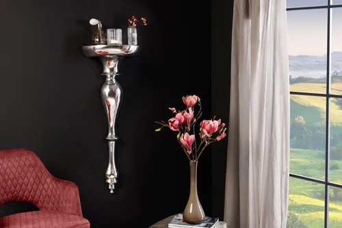 riess-ambiente Wandregal SCALA 80cm silber - Wandregal aus Metall im eleganten Barock Design, ideal für die stilvolle Präsentation von Deko-Accessoires und Sammlerstücken.