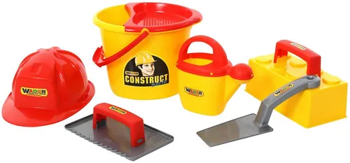 WADER QUALITY TOYS Sandform-Set Maurerset ConsTruct 7-tlg Eimergarnitur Maurerwerkzeug, (Set)