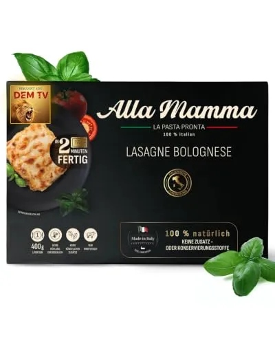 Alla Mamma Lasagne Bolognese 400g I Italienisches Fertiggericht I 100% natürliches & authentisches Gericht I Schnell in der Mikrowelle zubereitet I Ungekühlt & lange haltbar