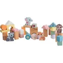 Holzbausteine Wildies Family in Tonne 50 - Bauklötze für kreative kleine Entdecker ab 12 Monaten. 50 pastellfarbene Holzbausteine mit Tierfiguren fördern die Motorik und Kreativität während des Spielens!
