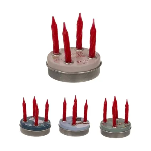 Mini-Adventskranz mit 4 Mini-Kerzen - Bunter Adventskranz aus Metall mit 4 Mini-Kerzen, ideal für eine festliche Stimmung in der Weihnachtszeit.