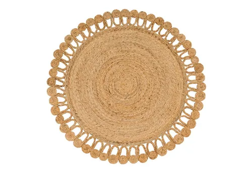 TT Home Teppich Diele, Esszimmer, Flur, Schlafzimmer, Wohnzimmer, Rund, Höhe: 9 mm, Jute Wohnzimmer Teppich Naturfaser Boho Design Unifarben Ethno Handgef