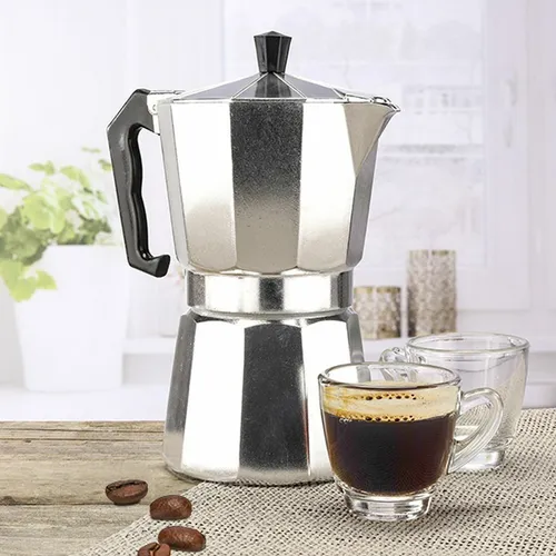Espressokocher für 6 Tassen Espresso Mokka Kaffee Silber von Hi