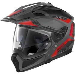 Nolan N70-2 X Torpedo N-Com Helm für Männer, schwarz-rot, Größe 2XS - Motorradhelm mit kratzfestem Visier, VPS-Sonnenvisier mit UV-400-Schutz und herausnehmbarem, waschbarem Innenfutter für optimalen Komfort.