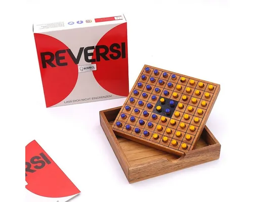 ROMBOL Denkspiele Spiel Reversi – Interessantes Strategiespiel für 2 Personen aus edlem Holz, Brettspiel, Holzspiel