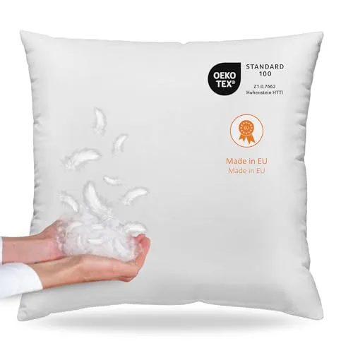 sleepling Daunenkissen 45x45 cm - Hochwertiges Kopfkissen aus 100% Daunen & Federn - Zierkissen aus 100% Baumwolle mit optimaler Stützkraft, ideal für Allergiker und vielseitig einsetzbar für höchsten Schlafkomfort.