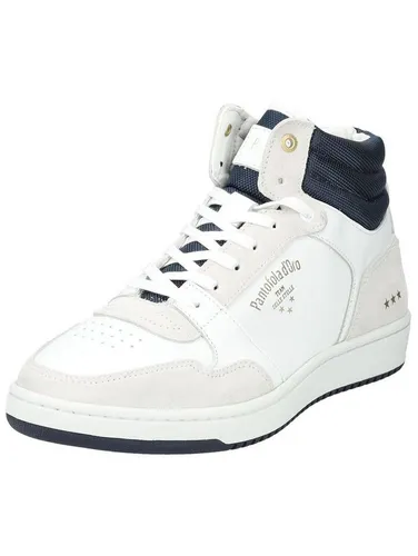 Pantofola d'Oro Herren Sneaker Low Sirolo Mid Weiss 44 - Herren-Sneaker aus strapazierfähigem Glattleder und Veloursleder, mit atmungsaktiven Perforationen und gepolstertem Einstieg für optimalen Tragekomfort.