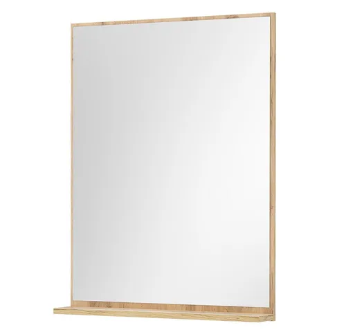 Lomadox Wandspiegel CRISP-61 mit Ablageboden - Eleganter Wandspiegel in Eiche Nb., 60 cm breit, ideal für Ihr Badezimmer. Mit praktischem Ablageboden für zusätzlichen Stauraum.