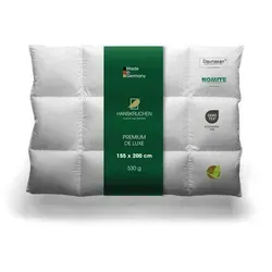 Hanskruchen Daunendecke PREMIUM DE LUXE 155 x 200 cm - Bettdecken für besten Schlafkomfort: Leichte und anschmiegsame Daunendecke mit 90% Daunen, ideal für Allergiker und waschbar bis 60°C. Handgefertigt in Deutschland für höchsten Qualitätsanspruch.