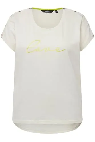 Ulla Popken Oversized T-Shirt mit Knopfleiste und Print - T-Shirts für Damen in Übergröße, aus hochwertiger Baumwolle, ideal für einen lässigen Look und optimalen Tragekomfort.