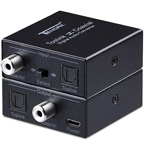 Tendak Bidirektionaler Optische SPDIF Toslink zu Koaxial Digital Audio Converter, Koaxial zu Optische SPDIF Toslink Digitaler Audio Splitter mit USB Kabel