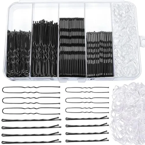 Stück Haarnadeln Bobby Pins Set, Metal Haarklammern Damen Hair Accessories, French U-Haarklammern 2inch 2.36inch, Hair Pins für 2inch 2.75inch, Haargummis in Aufbewahrungsbox (300PCS/Schwarz) 300