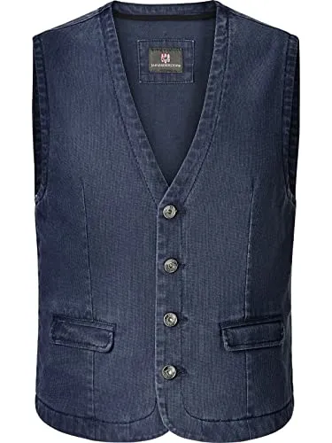 Jan Vanderstorm Herren Weste Torell blau, Größe 58 - Stilvoll und vielseitig - Anzugweste für Herren aus robustem Webstoff, ideal für lässige und elegante Looks. Mit eleganten Paspeltaschen und hochwertiger Verarbeitung für ein angenehmes Tragegefühl.