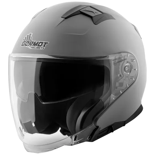 Germot GM 670 Jethelm mit Visier XS - grau matt - Motorradhelm für Unisex Erwachsene mit integrierter Sonnenblende, optimaler Belüftung und kratzfestem Visier. Ideal für ATV, Quad und Onroad-Fahrten.