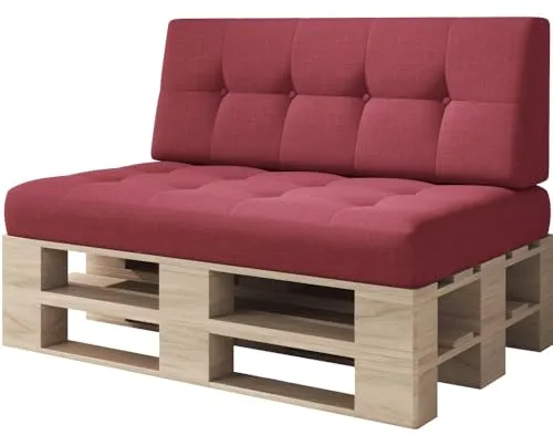 sunnypillow Palettenkissen Kaltschaum 2er Set Red in rot von sunnypillow