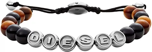 Diesel Armband Für Männer Perlen, L 180-195mm X B 8.0mm X H 8.0mm Silber Edelstahlarmband, DX1319040