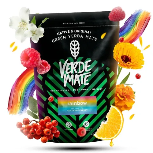 Mate Tee Verde Mate Rainbow Yerba Mate Luftgetrocknet Wenig Staub Mild 400g