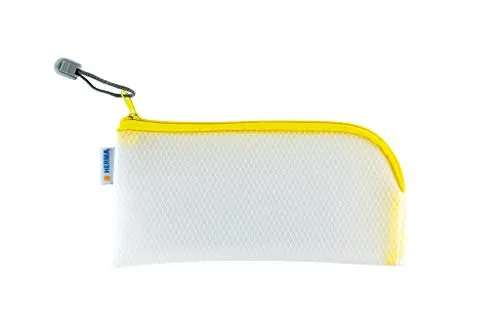 HERMA Dokumententasche mit Reißverschluss, kleine wasserdichte Reißverschlusstasche, verschließbare Dokumentenmappe aus Kunstoff mit Zipper, halb-transparent, 23 x 11 cm, gelb