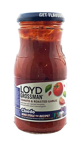 Loyd Grossman Tomato & Roasted Garlic Sauce 350g, Tomaten- und Knoblauchsoße