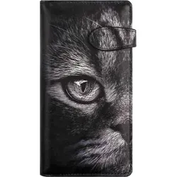 Produktbild Große Katzen-Damenbörse mit 12 Kartenfächern – Schwarz