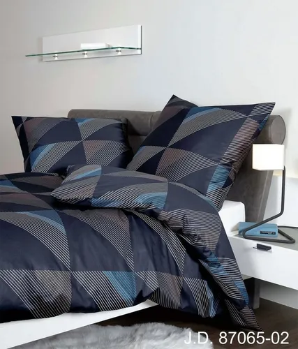 Janine Mako-Satin-Bettwäsche J.D. 135x200 cm + 80x80 cm in blau von Janine