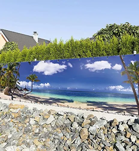 MyMaxxi Balkon Sichtschutz | Strand 03 3 x 1,2m - Wetterfester Sichtschutz für Balkon und Terrasse mit individuellem Motiv. Einfach zu montieren und sorgt für Privatsphäre. Ideal für entspannte Stunden im Freien – Made in Germany!