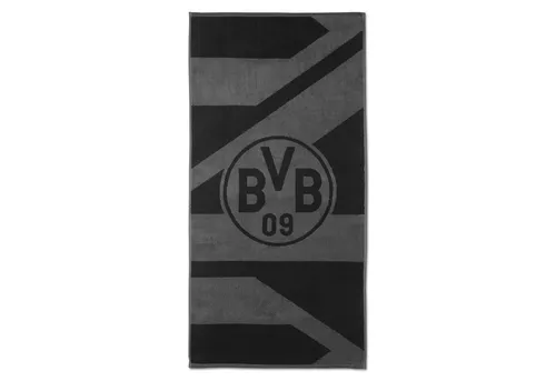 BVB Handtuch BVB Handtuch grau/schwarz 50x100 cm, Baumwolle (1-St)