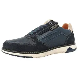 camel active Herren Schnürschuhe aus echtem Leder Blau - Herren-Sneaker aus echtem Nappaleder mit seitlichem Reißverschluss und langlebiger TR-Sohle, ideal für stilbewusste Männer.