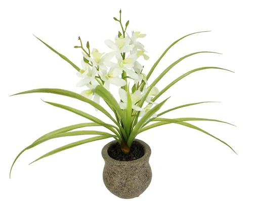 Kunstblume Kunstblume Schmetterling Orchidee mit Keramiktopf, I.GE.A., Höhe 38 cm, Mit Blätter Luftwurzeln Blume Kunstorchidee Phalaenopsis Kunstpflanze