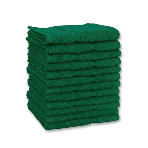 Vency Premium 12er-Pack Gästehandtücher Handtücher für Gesicht und Hände – 100% Baumwolle, weich und saugfähig – 30x30 cm, Dunkelgrün