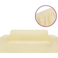 vidaXL Stretch Sofahusse 2-Sitzer Creme - Hussen für 2-Sitzer-Sofas, schützt vor Flecken und Tierhaaren, leicht anzubringen und waschbar, passt auf Sofas mit 145-185 cm Breite.