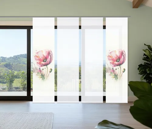Xxxl Flächenvorhang in Rosa, Weiß und Hellgrün - Blickdichter 4-teiliges Flächenvorhang-Set, Oeko-Tex® Standard 100, feuchtigkeitsbeständig und pflegeleicht, ideal für Wohn- und Schlafräume.