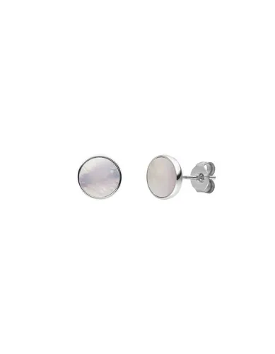 PURELEI White Gloss Ohrringe - Silber - Elegante runde Ohrstecker aus Edelstahl mit schimmerndem Perlmutt, ideal für jeden Anlass. Größe: 8 mm Durchmesser.