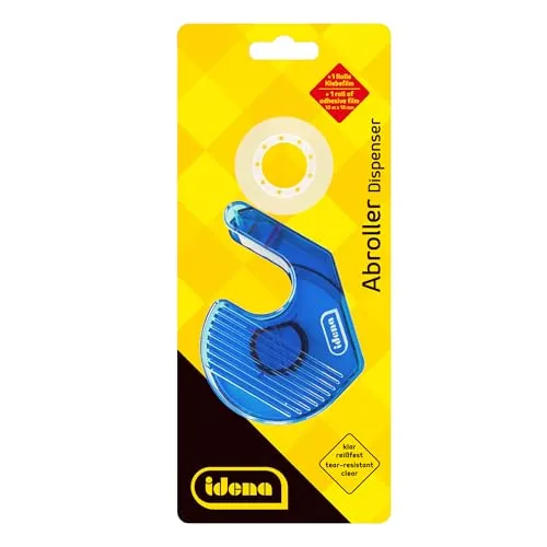 Idena 631054 - Klebefilmabroller mit Metallmesser, reißfest und nachfüllbar, 19 mm x 10 m