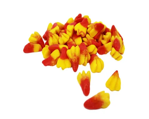 Fruchtgummi Bären & Co. Süßigkeit, Fruchtgummi Jelly Chicken Feet Hühner Füße rot gelb halal 300g