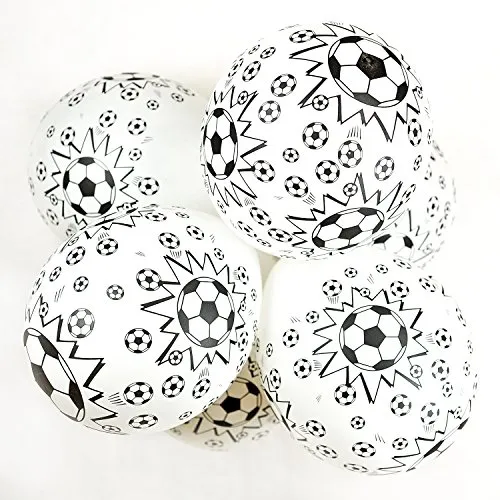Happium 10 Stück Fußball-Latexballons, 30 cm (12 Zoll), schwarz-weiße Fußballballons, Geburtstagsballons für Sport-Mottopartys, WM-Partys, Kindergeburtstage, Partyzubehör für Fußballfans