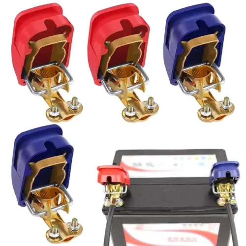 mizikuu 4 Stück Schnellverschluss Batterieklemme, KFZ Auto Batterie Schnellklemmen Batterieklemmen Autobatterie Schnellspanner Schnellverschluss Batteriepolklemme Set Boot für Auto Motorrad Truck Boot