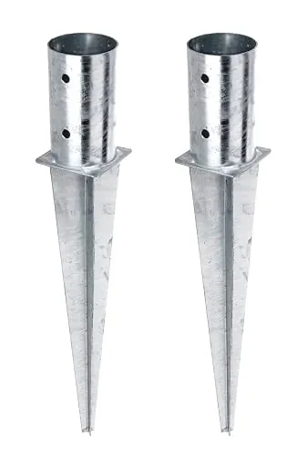Alberts 211844 Einschlag-Bodenhülse für Rundholzpfosten - Zaunpfosten aus feuerverzinktem Stahl, Ø81 mm, ideal für stabile und langlebige Befestigungen - 2er Set für einfache Montage.