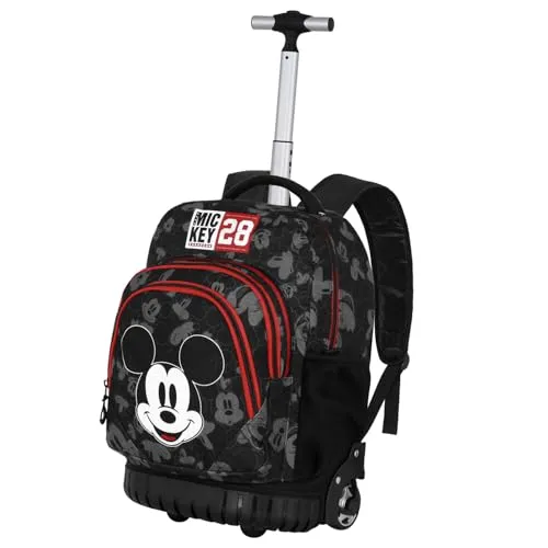 Disney Micky Maus Year-FAN GTS Trolley-Rucksack - Schulranzen mit 2 integrierten Rollen, 30 L Kapazität und gepolsterter Tasche für elektronische Geräte, ideal für Schule und Freizeit.