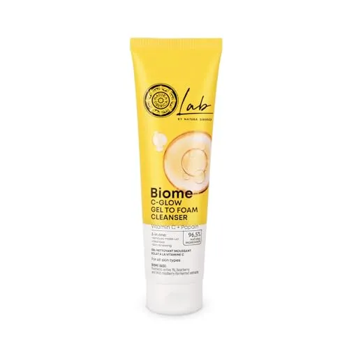 LAB BIOME C-GLOW Reinigungsschaum - 3-in-1 Gesichtsreiniger mit Papain, Sanddorn & Cranberry - Fördert Hauterneuerung, entfernt Make-up & Unreinheiten - Für frische, strahlende Haut - 140 ml